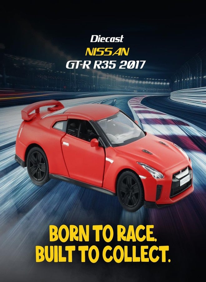 آر إم زد سيتي سيارة نيسان جي تي-آر (آر 35) 2017 لعبة من المعدن المصبوب من آر إم زد سيتي، مقاس 5 بوصات، بمقياس 1:38 | سيارة مرخصة قابلة للتحصيل مع أبواب قابلة للفتح وآلية سحب للخلف | سلسلة عالمية للأطفال ومحبي السيارات | أحمر مطفي - Image 3